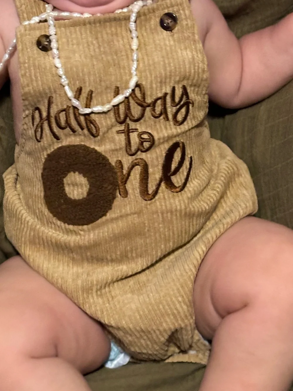 Two Corduroy Baby Rompers - halfway to one and baby chick
